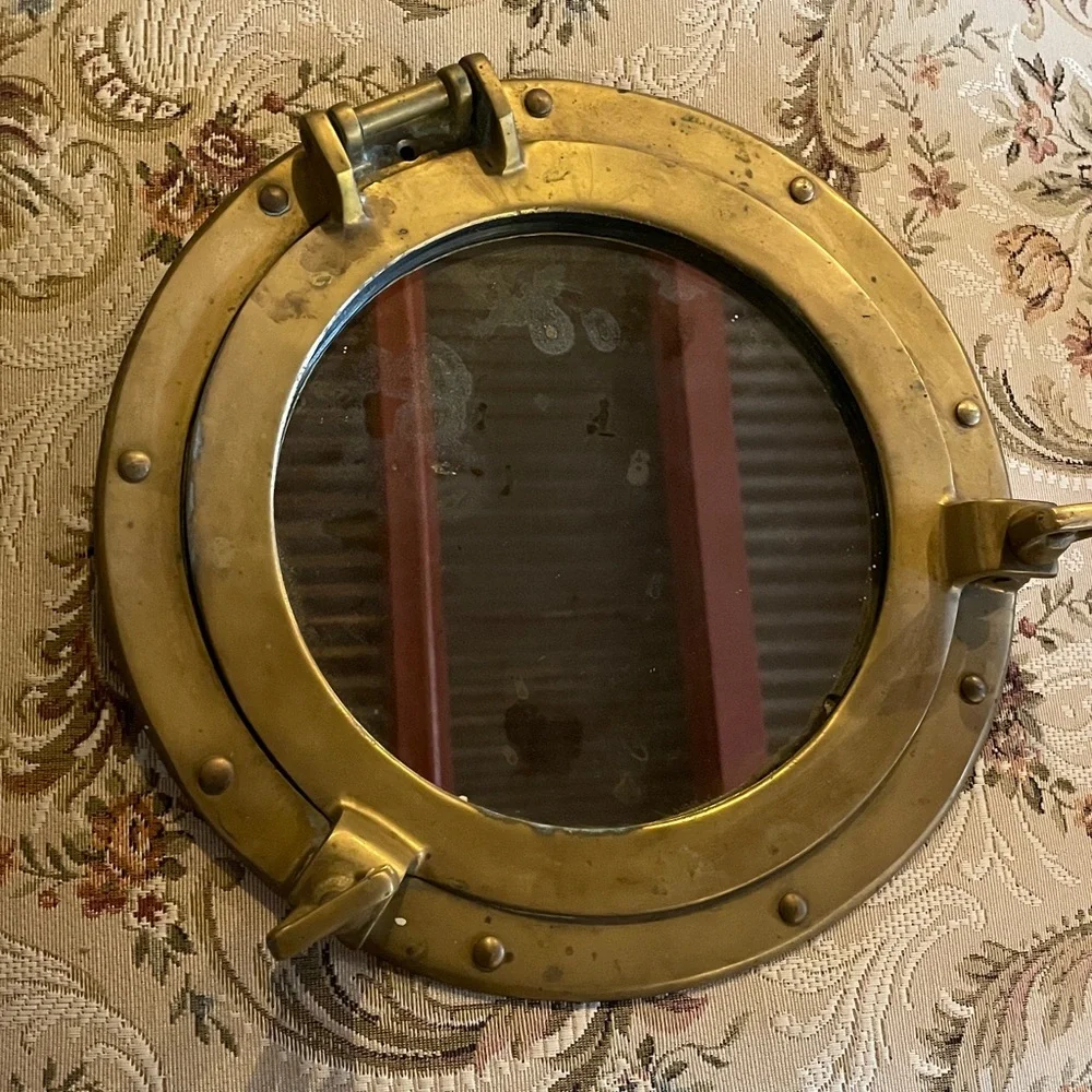 Vintage Round Brass Porthole Mirror